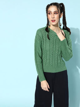 STREET 9 - Green Acrylic Sweater