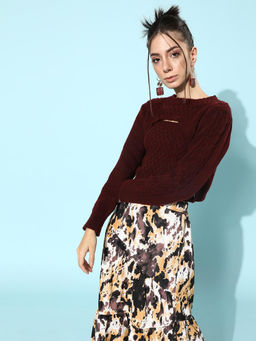 STREET 9 - Burgundy Acrylic Sweater
