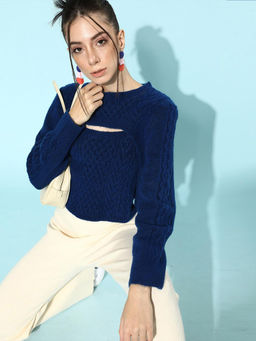 STREET 9 - Navy Blue Acrylic Sweater