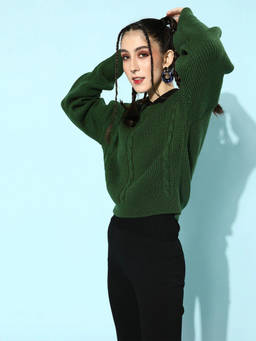 STREET 9 - Green Acrylic Sweater