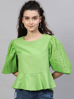 STREET 9 - Green Peplum Top