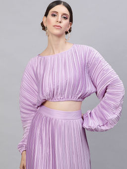STREET 9 - Lavender Satin Pleated Crop Top