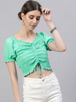 STREET 9 - Green Ruched Crop Top