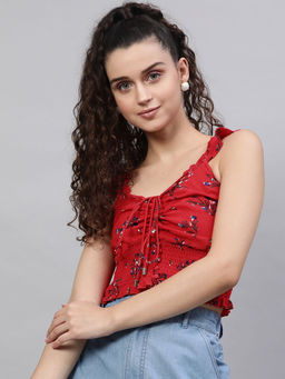 STREET 9 - Red Ruched Crop Top