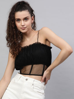 STREET 9 - Black Net Crop Top