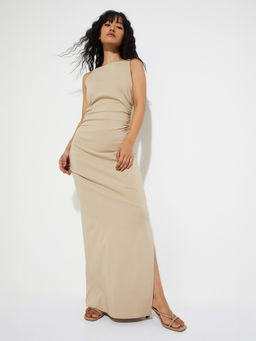 max - ALAYA F x URB_N Women Beige Bodycon Maxi Dress