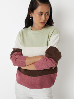 max - Women Brown Colourblock Sweater