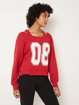 max - Women Red Printed Sweatshirt