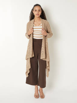 max - Women Beige Crochet Waterfall Shrug
