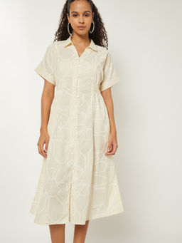 max - Women Off White Embroidered Shirt Dress