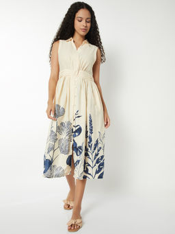 max - Women Cream Printed A-Line Dress