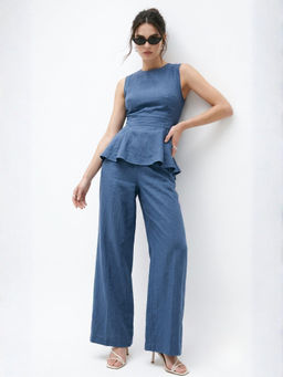 Outzidr - Blue Solid Co-Ord Set