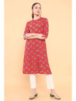 Soch - Women Red Rayon Printed Kurta