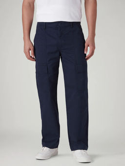 Levi's - Navy Blue Solid Cotton Regular Fit Trouser
