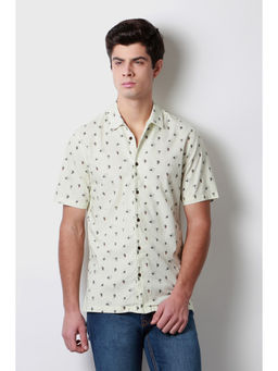 Peter England - Green Printed Cotton Slim Fit Shirt