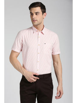 Peter England - Pink Printed Cotton Slim Fit Shirt