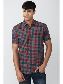 Peter England - Multi-Color Checks Cotton Slim Fit Shirt