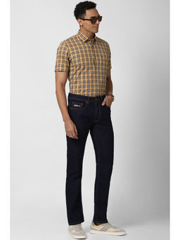 Peter England - Khaki Checks Cotton Slim Fit Shirt