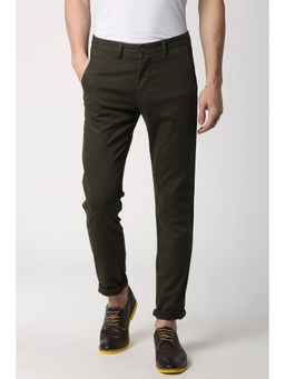 Peter England - Brown Solid Cotton Blend Regular Fit Trouser