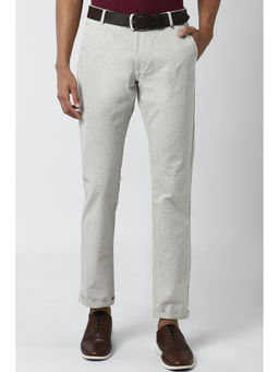 Peter England - Grey Printed Cotton Slim Fit Trouser