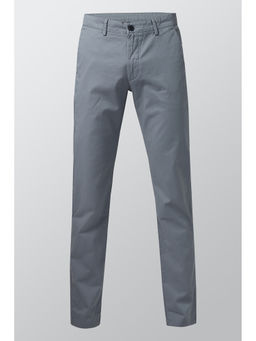 Peter England - Grey Stripes Cotton Blend Slim Fit Trouser