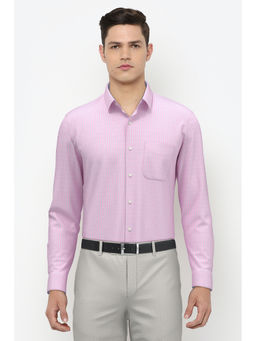 Peter England - Purple Checks Cotton Regular Fit Shirt