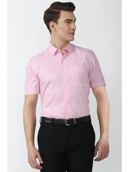 Peter England - Pink Solid Cotton Regular Fit Shirt
