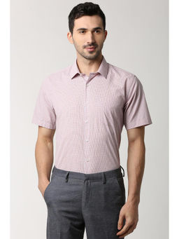 Peter England - Pink Checks Cotton Blend Regular Fit Shirt