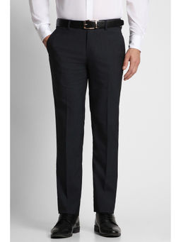 Peter England - Black Checks Polyester Blend Slim Fit Trouser