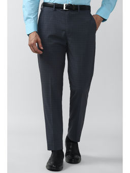 Peter England - Grey Solid Polyester Blend Slim Fit Trouser