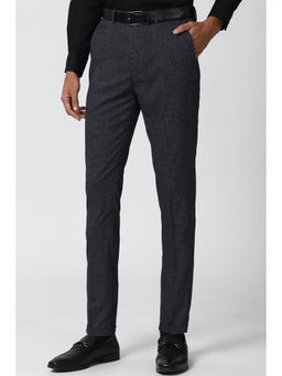 Peter England - Grey Textured Terylene Slim Fit Trouser