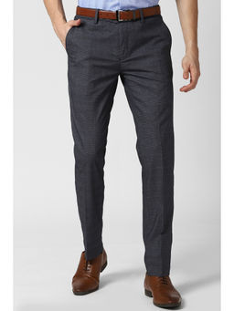 Peter England - Grey Textured Polyester Blend Slim Fit Trouser