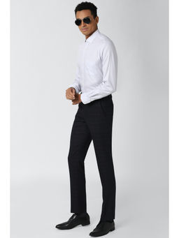 Peter England - Black Checks Terylene Slim Fit Trouser