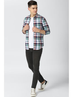 Peter England - Multi-Color Checks Cotton Slim Fit Shirt