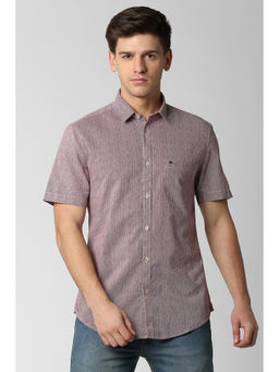 Peter England - Purple Textured Cotton Blend Slim Fit Shirt