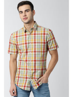 Peter England - Multi-Color Checks Cotton Slim Fit Shirt