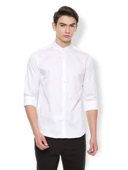 Van Heusen - White Solid Cotton Slim Fit Shirt