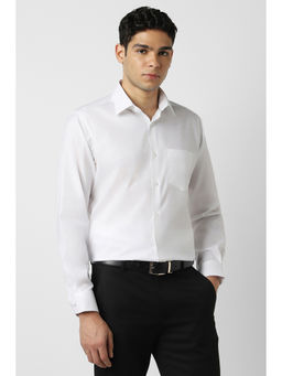 Van Heusen - White Textured Cotton Regular Fit Shirt