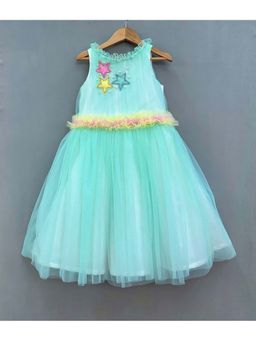 LABEL NEETI - Girls Aqua Embroidered Dress