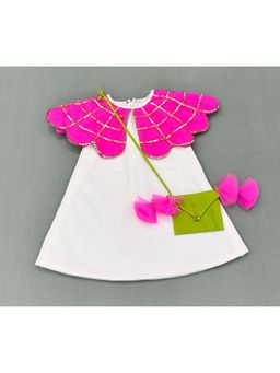 LABEL NEETI - Girls White Embellished Dress with Bag