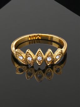 Estele - Gold Plated Spike Designer Finger Ring With Crystals For Women