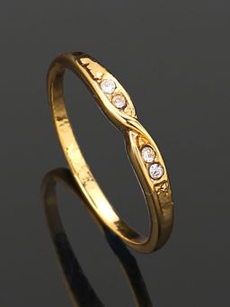Estele - Gold Plated Inter Twined Finger Ring With Crystals For Women