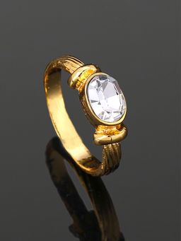 Estele - Gold Plated Oval Shaped Finger Ring For Girls & Women