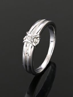 Estele - Rhodium Plated Beautiful Finger Ring With Crystals For Women