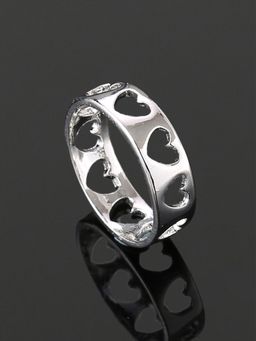 Estele - Rhodium Plated Heart-Shaped Finger Ring For Girls & Women
