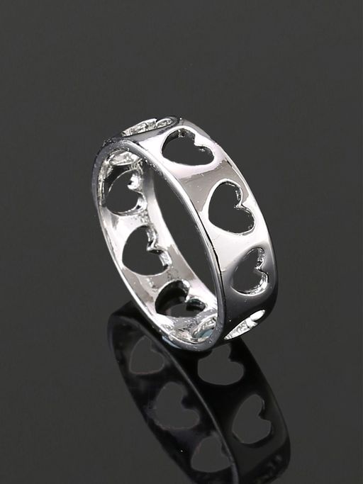 Estele Rhodium Plated Heart-Shaped Finger Ring For Girls & Women