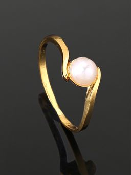 Estele - Gold Plated Graceful Finger Ring With Pearl For Girls & Women