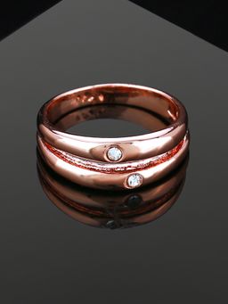 Estele - Rose Gold Plated Trendy Finger Ring With Austrian Crystal For Women