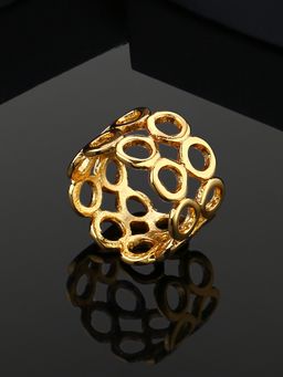 Estele - Gold Plated Mesh Designer Finger Ring For Girls & Women