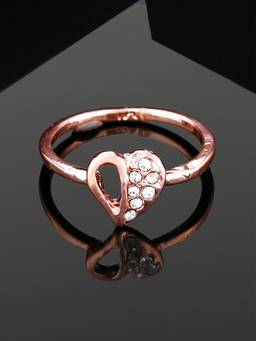 Estele - Rose Gold Plated Heart Shaped Finger Ring For Girls & Women
